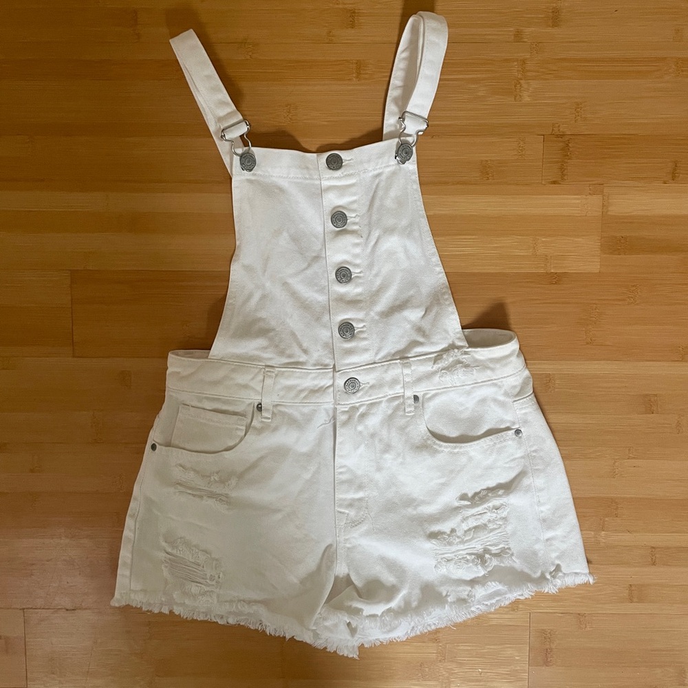 PacSun White Denim Overall Shorts